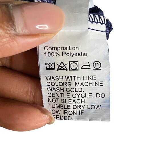 Shein Women's Blue Floral Print Flutter Sleeve Overlap Collar Dress - Picture 8 of 10